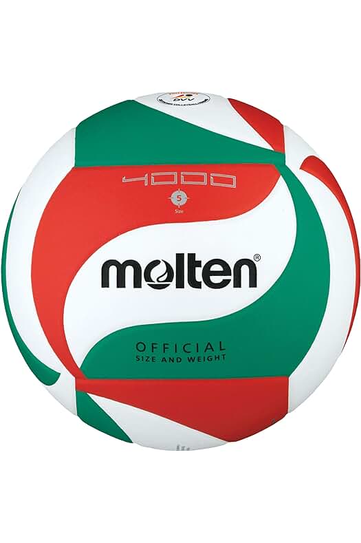 Balón de competición Molten V5M4000-DE - Talla 5, Blanco, Verde y Rojo