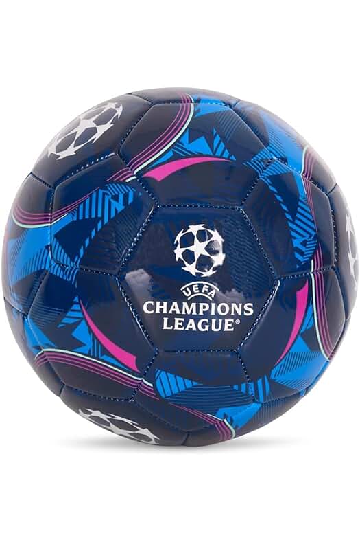 Balón oficial de la Champions League para adultos y niños. Tamaño 5, color azul/rosa.
