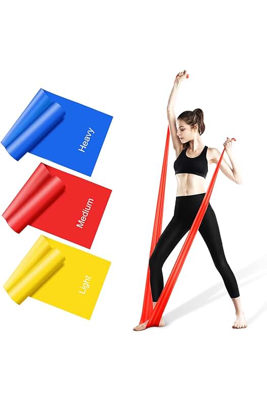 Bandas elásticas de musculación para ejercicios de yoga, pilates y estiramientos. Incluye 3 niveles de resistencia.