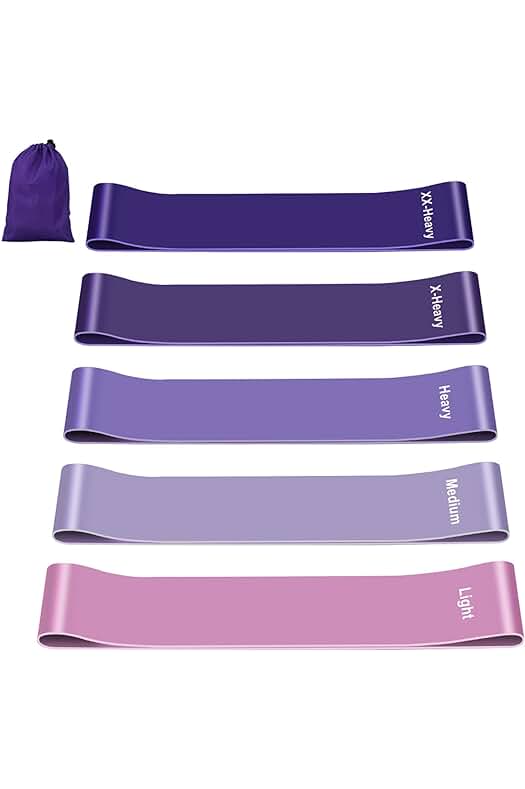 Bandas elásticas para ejercicios de resistencia: Set de 5 con bolsa de almacenamiento.