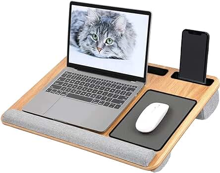 Bandeja Ergonómica para Ordenador Portátil con Soporte y Accesorios Incorporados.