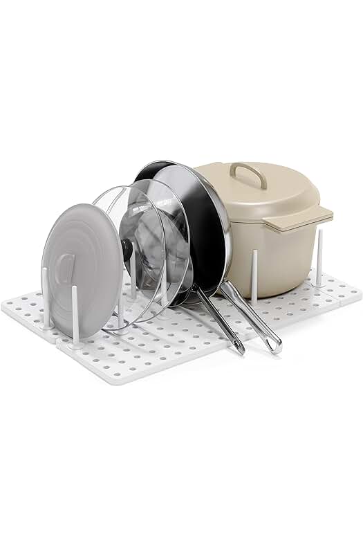 Bandeja organizadora ajustable para alacenas, repisas y cajones - Sistema de almacenamiento versátil, blanco.