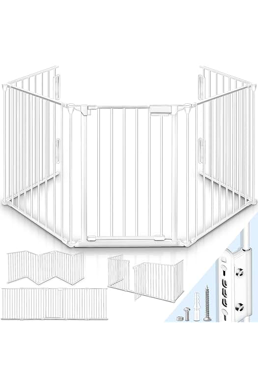 Barrera de seguridad plegable con puerta para niños y mascotas de KIDUKU® | 300 cm.
