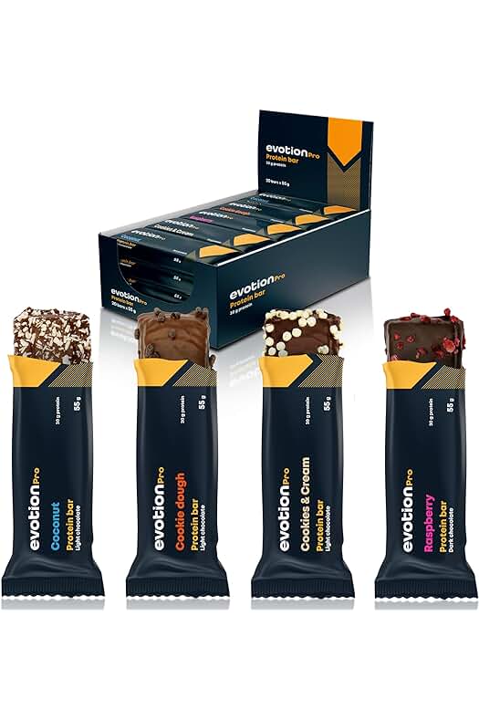Barritas de Proteína EVOTION PRO - Aumenta tu masa muscular con estas deliciosas y saludables barritas.
