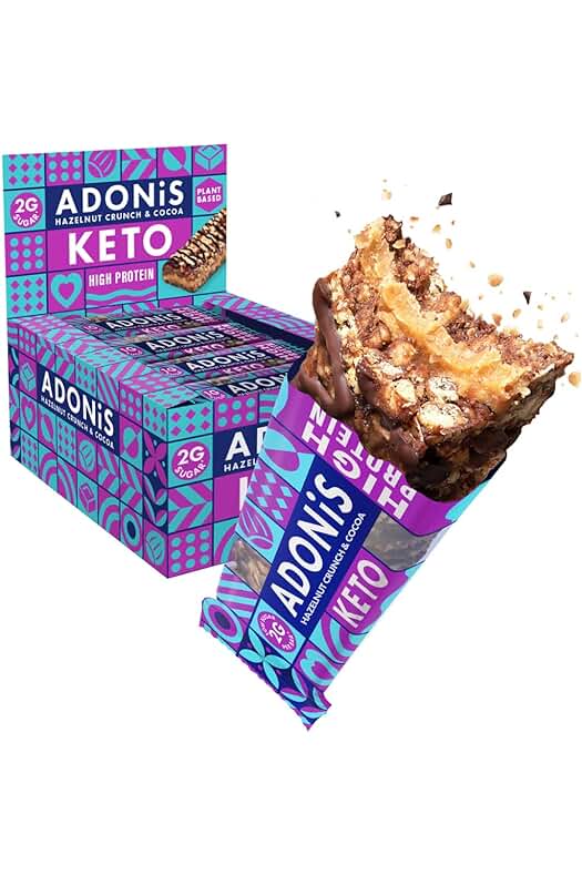 Barritas Keto Avellanas Cacao: Snack Proteico Vegano y 100% Natural sin Azúcar ni Lácteos.