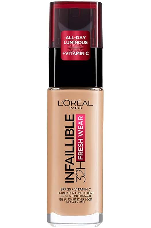 Base de Maquillaje LOréal Paris de Larga Duración, 24 H, Color 200 Sable Doré, 30 ml