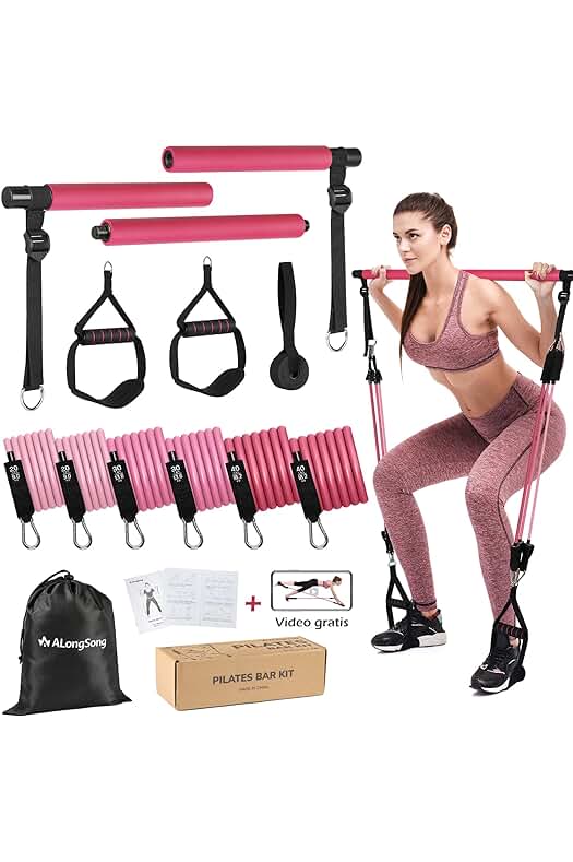 Bastón de Pilates con 6 Bandas de Resistencias para un Entrenamiento de Pilates Completo.