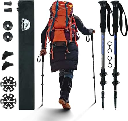Bastones de Senderismo Ajustables para Trekking, Bastones de Senderismo de Aluminio para Niños y Adultos.