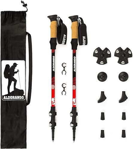 Bastones de senderismo telescópicos: Ligeros, resistentes y plegables para caminar y hacer trail running en montaña.