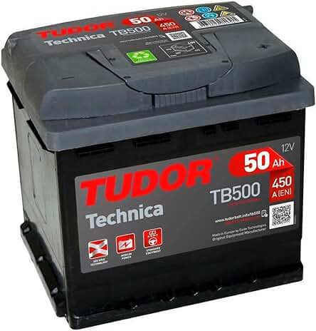 Batería de automóvil TUDOR TB500, potencia y rendimiento excepcionales.