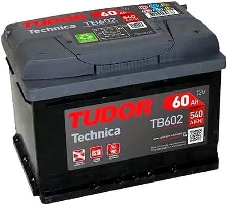 Batería de coche Tudor TB602, tecnología avanzada para un rendimiento óptimo.