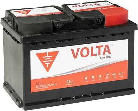Batería de coche Volta Basic 75Ah - Alta potencia y garantía de 2 años.