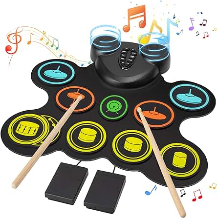 Batería Electrónica Portátil con Altavoces Estéreo Incorporados y Conexión Bluetooth para Principiantes y Niños