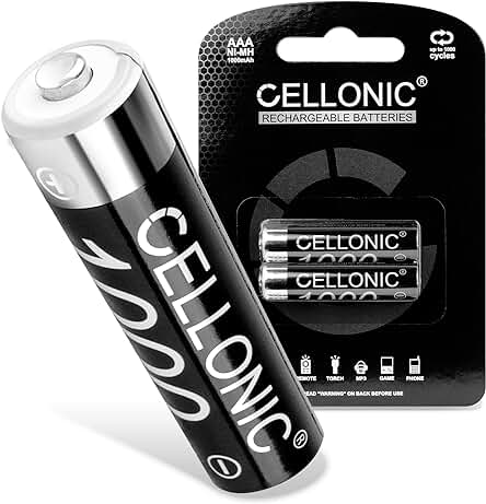 Baterías Recargables AAA CELLONIC® - 1000mAh - Carga rápida y duradera - Pack de 2