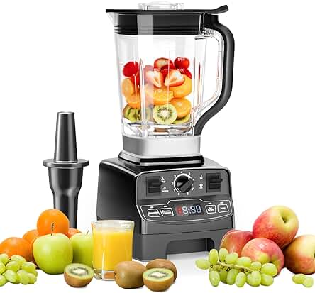 Batidora de Vaso 7 en 1 de Alta Potencia con Limpieza Automática y 8 Velocidades
