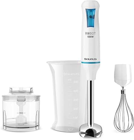 Batidora Taurus Robot 500 Plus Inox - Potente y versátil, con cuchillas de acero inox.