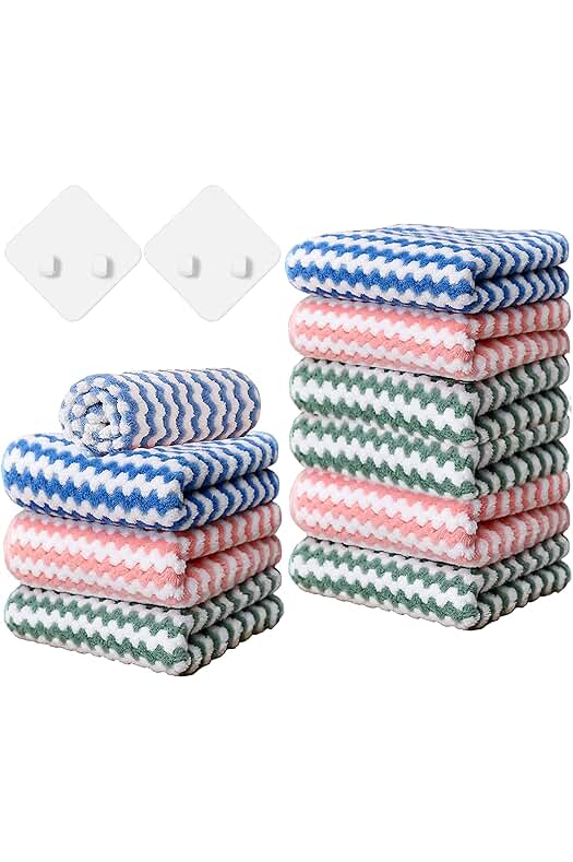 Bayetas de Microfibra para Limpieza de Cocina - Pack de 12, Superabsorbentes y Duraderas