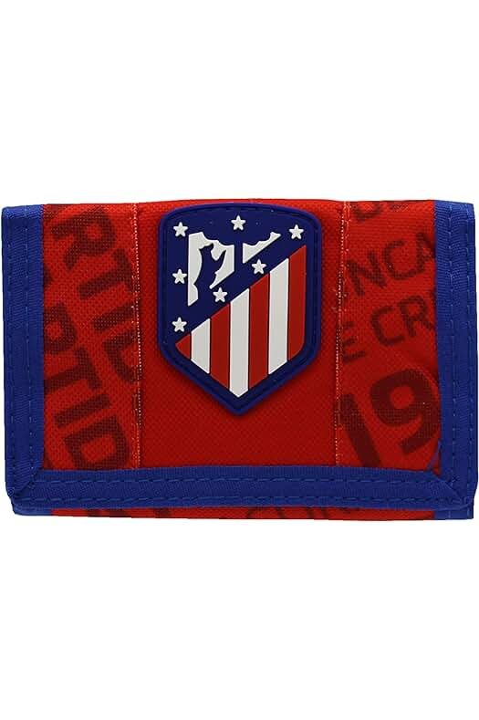 Billetera Atlético de Madrid con diseño oficial, práctica y segura con velcro y cremallera.