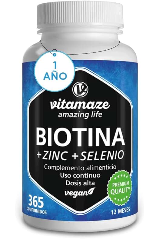 Biotina 10.000 mcg con Zinc y Selenio - Suplemento para Cabello, Piel y Uñas. Calidad Alemana.
