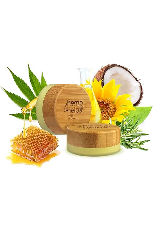 Bálsamo labial de cáñamo orgánico hidratante y natural con ingredientes nutritivos y refrescantes.