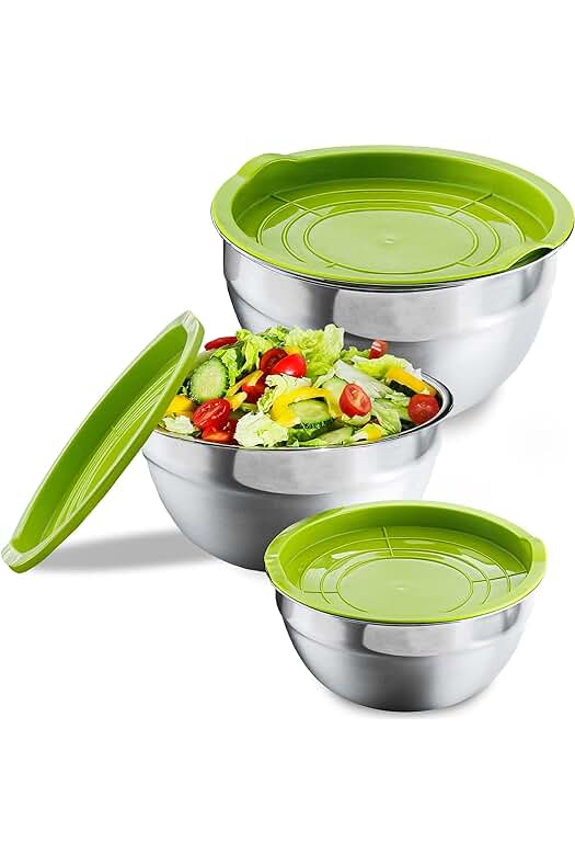 Bol de Acero Inoxidable Praknu - Hermético, Apilable y Ahorra Espacio para Ensaladas y Repostería.