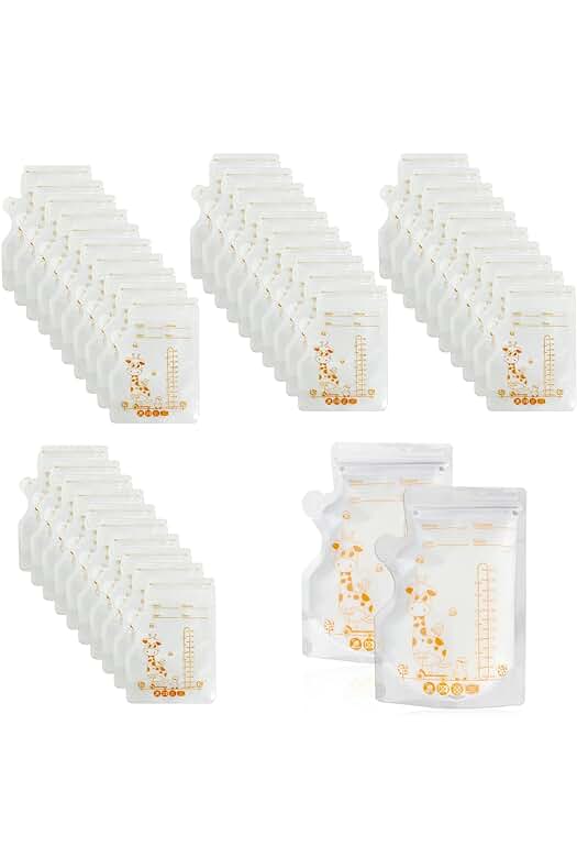 Bolsa de almacenamiento de leche materna esterilizada con doble cremallera y capacidad de 250 ml.