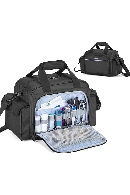 Bolsa de Primeros Auxilios Portátil con Múltiples Compartimentos para Suministros Médicos.