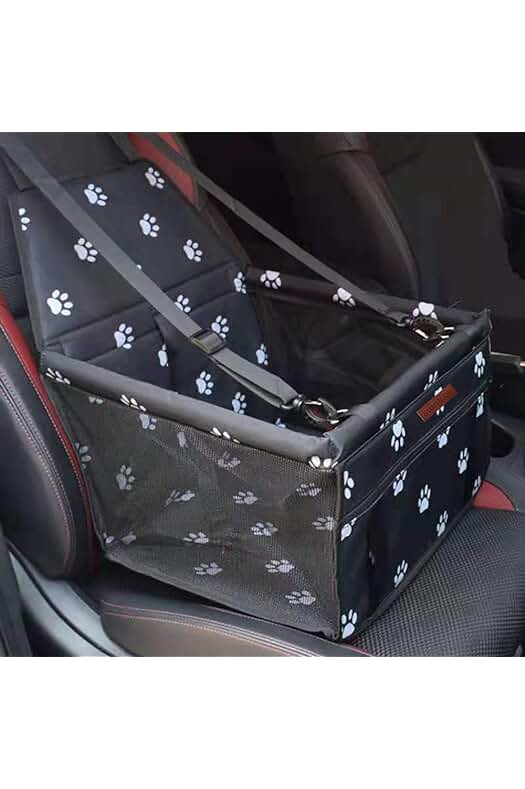 Bolsa de transporte plegable para mascotas con diseño de huellas - Segura y cómoda.