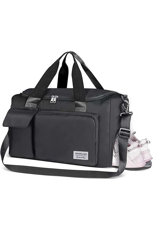 Bolsa de viaje para mujer con compartimentos para zapatos y ropa mojada, impermeable y espaciosa.