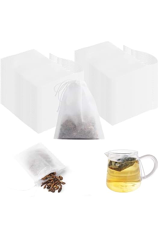 Bolsas de filtro de té desechables con cordón - Paquete de 300 unidades.