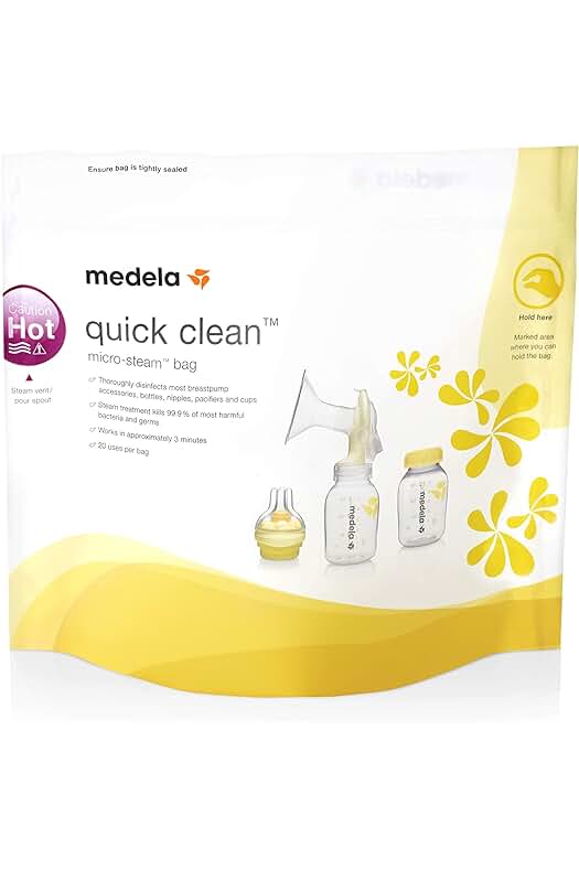 Bolsas de limpieza rápida para sacaleches Medela, reutilizables, paquete de 5.
