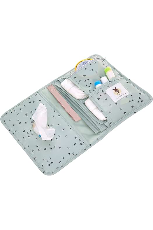 Bolso de viaje para bebé con cambiador - Floral mint turquesa.