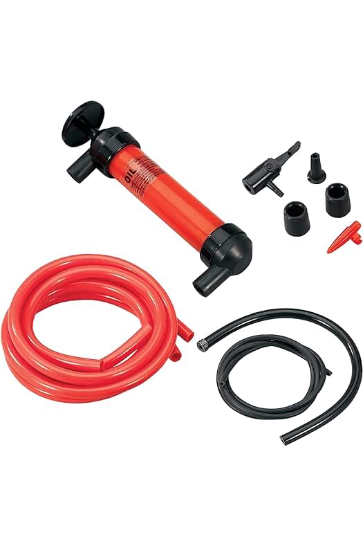 Bomba de mano de transferencia de combustible de sifón multifuncional para fluidos (ROJO)