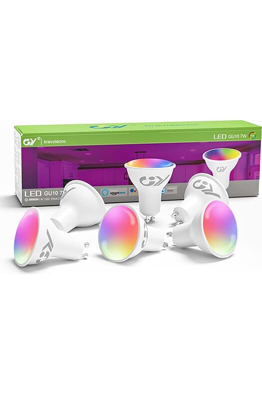 Bombilla LED Inteligente GU10: Control de Voz, Luces Regulables RGB, Compatible con Alexa/Google Home