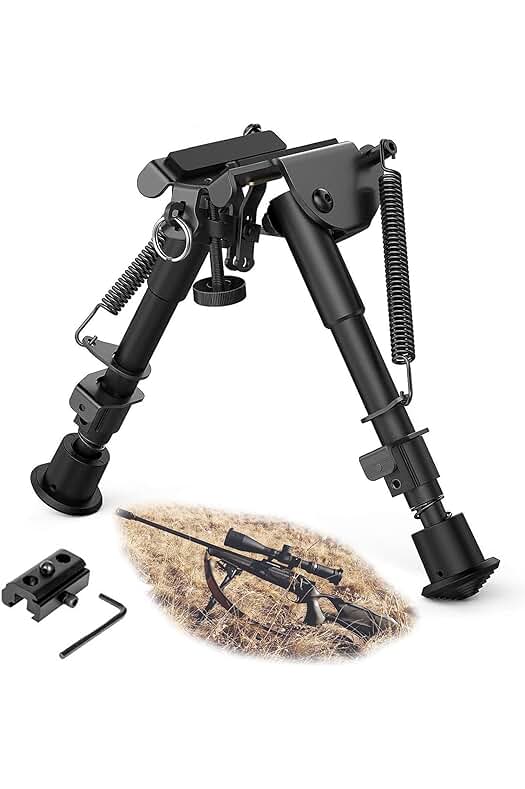 Bípode de rifle giratorio con soporte de eslinga y riel tejedor Picatinny: Bípode Giratorio de Rifle con Accesorios para Caza y Tiro