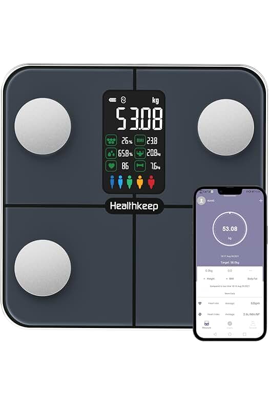 Báscula inteligente Healthkeep con medición precisa de grasa corporal y pantalla extra grande