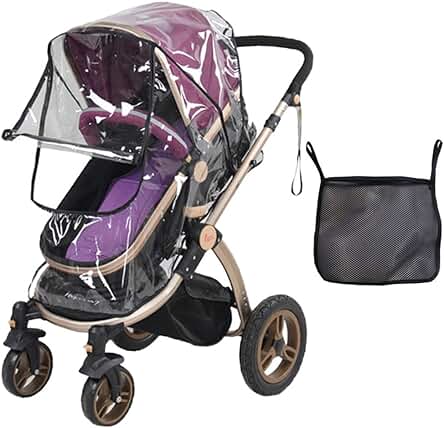 Burbuja de lluvia para silla de paseo con bolsa organizadora: protección impermeable y práctica.