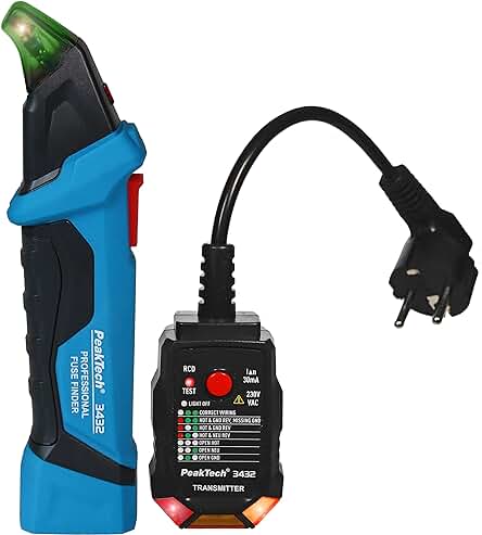 Buscador de fusibles PeakTech 3432 P 3432 - Comprobador de enchufe y medidor de voltaje
