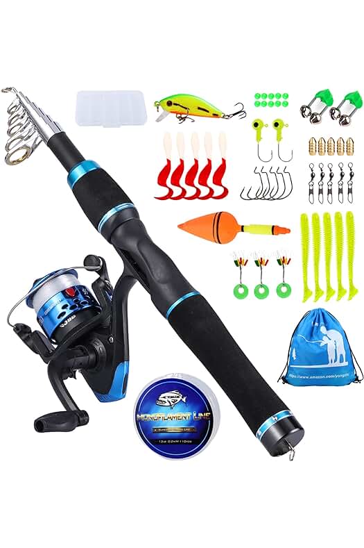 Caña de pescar para niños con carrete giratorio - Ideal para pesca de róbalo y trucha