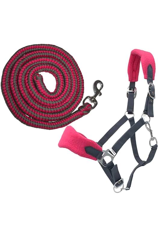 Cabestro tejido personalizable PFIFF 103103 Sunny - Juego de 3 piezas, gris-rosa