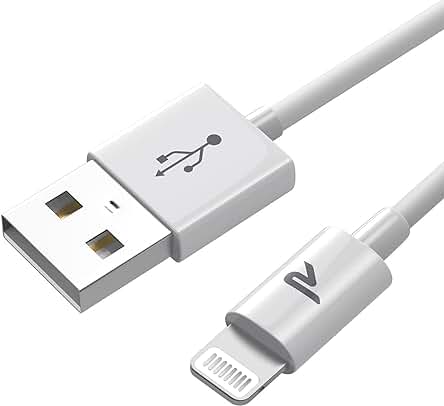 Cable de carga rápida para iPhone - Certificación MFi C89 - Nylon trenzado - Blanco - 1M.