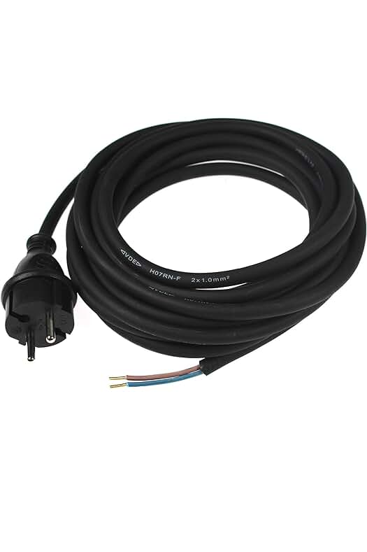 Cable de conexión de goma de 5 m - 230V/16A, resistente al agua - Alta calidad y duradero.