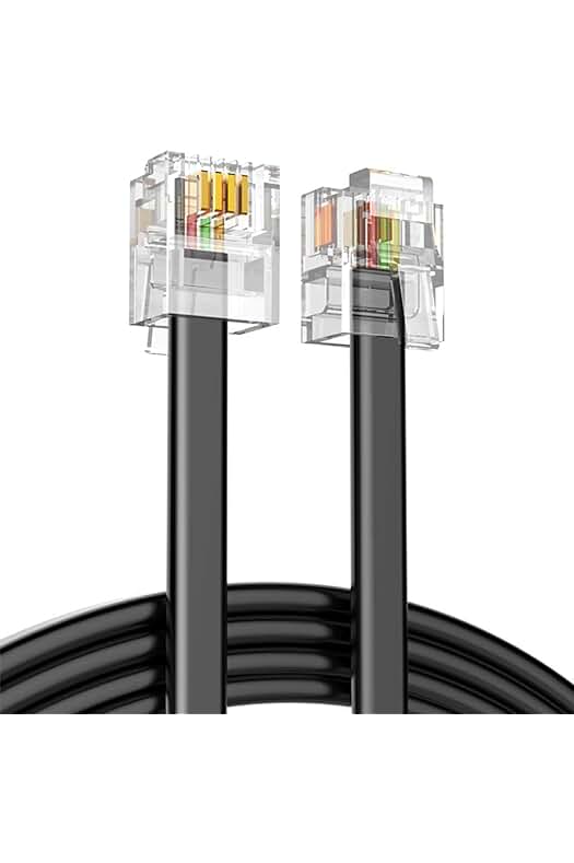 Cable de Extensión Telefónica RJ11 - Negro, 1M: Alta Velocidad y Conexión Estable para tu Teléfono Fijo.