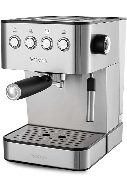 Cafetera Automática PRIXTON Verona - Potencia 850 W, 20 Bares, Acero Inoxidable de alta calidad.