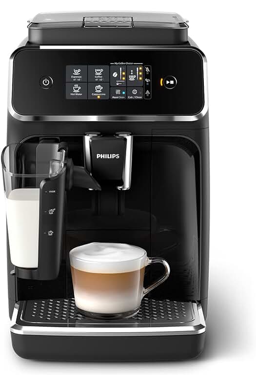 Cafetera Philips Serie 2200 - Leche LatteGo, 3 Variedades Café, Pantalla Táctil, Negro Brillo.