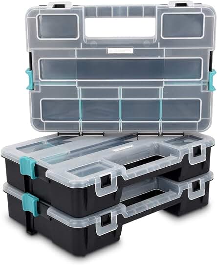 Caja de almacenaje de tornillos - Organizador de tuercas y tornillos de plástico con compartimentos