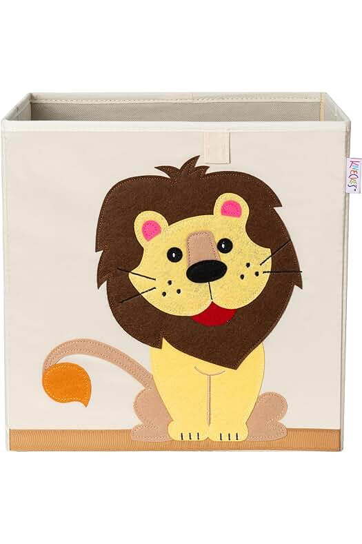 Caja de almacenaje infantil con estampado de león - Organizador de juguetes para habitación de niños.