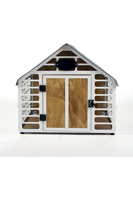 Caja de madera moderna para perros - Espacio acogedor y elegante para tu mascota.