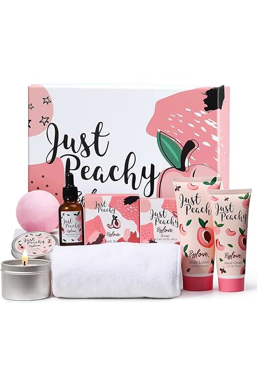 Caja de Regalo Fragancia Melocotón: Set Baño Mujer con 8 Piezas, Regalo Original Mujeres