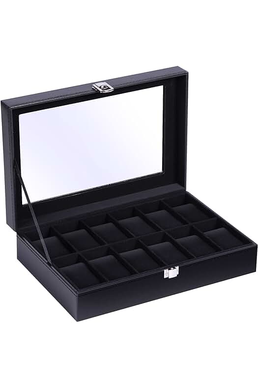 Caja de Relojes Ohuhu: Organizador Elegante para Hombres y Mujeres con 12 Compartimentos